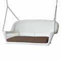 Propation White Wicker Porch Swing With Brown Cushion PR335430